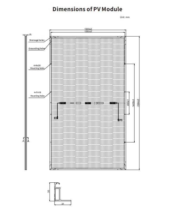 Pannello solare HJT da 700 W di tipo N ad alta potenza ed efficienza